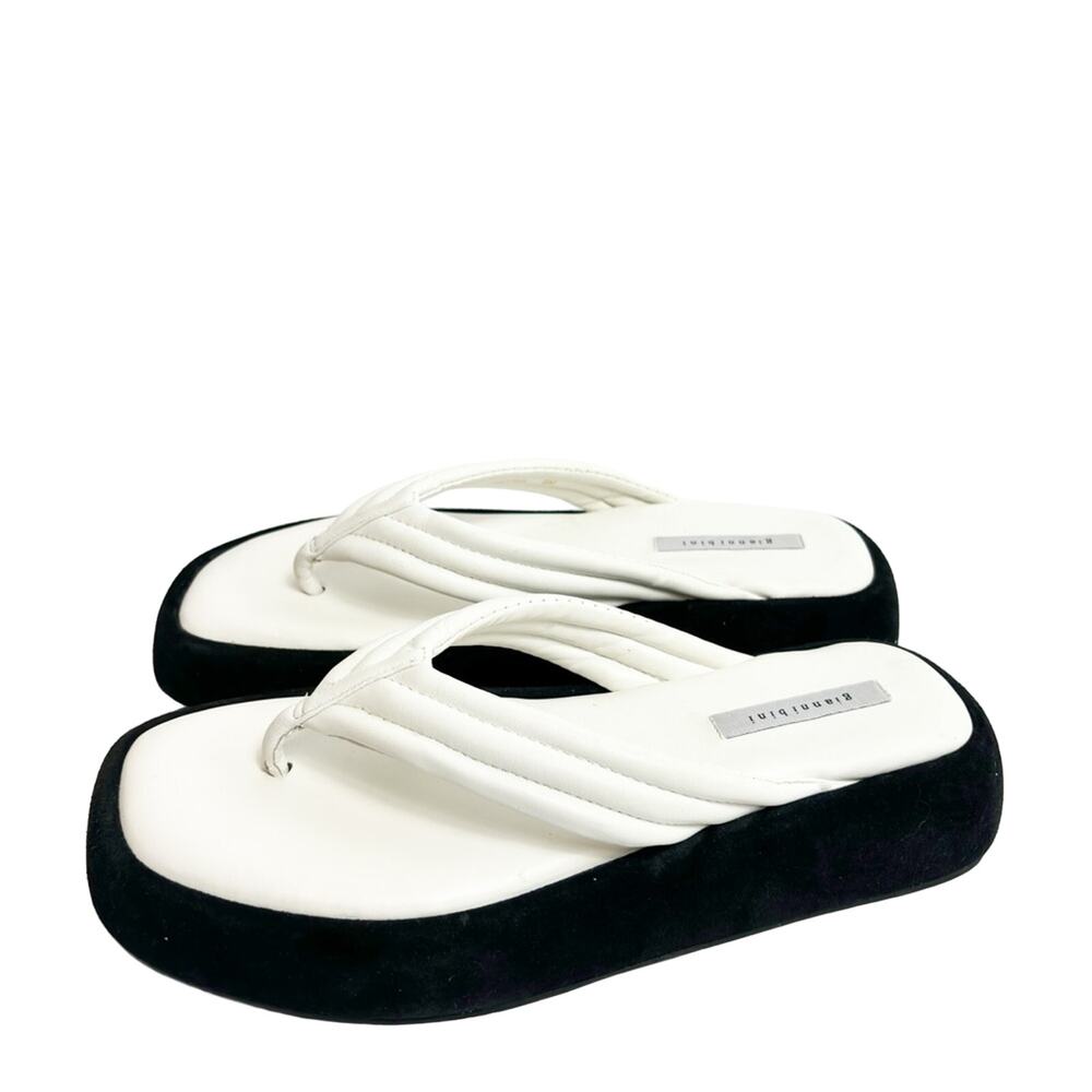 GIANNI BINNI WESLEY WHITE BLACK WOMEN SANDALS SIZE 8M LEATHER PLATFORM - Picture 1 of 10
